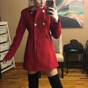 Hooded red TOMMY peacoat